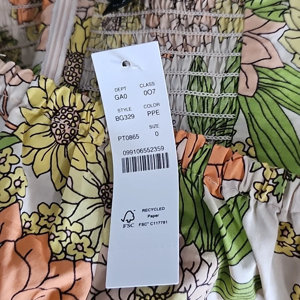 J Crew Zinnia square neck peplum floral boho cotton long sleeve top size 0 NWT